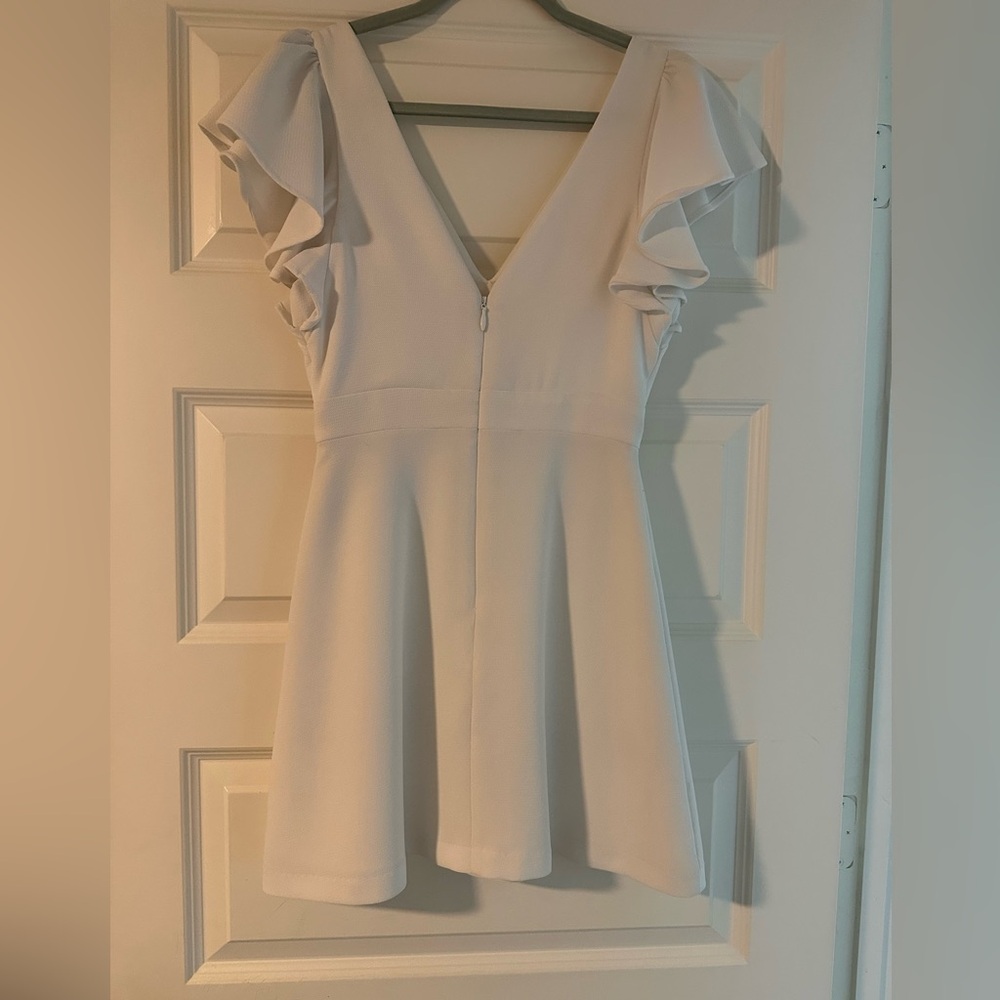 White Ruffle Sleeve Dress - Picture 2 of 4